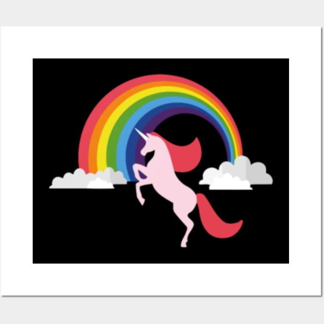 Unicorn With Rainbow Funny T shirt Wall Art by Nulian Sanchez